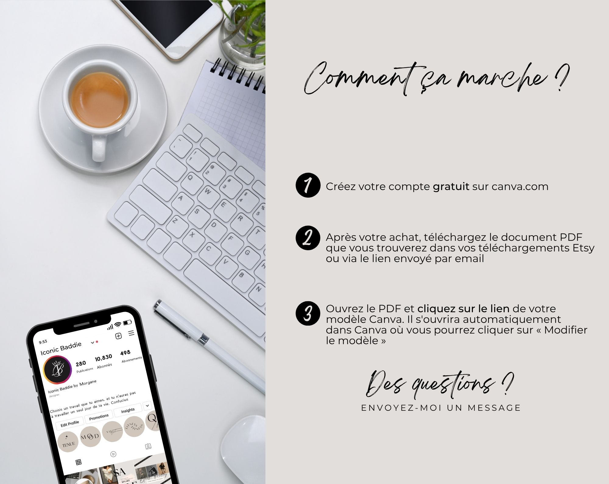75 icônes Highlight Instagram éditables — Canva minimaliste beige 5